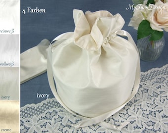 Pompadour, bag, wedding bag, bridal bag, bridal bag, taffeta, white, ivory, cream, simple, festive, wedding, bag bag, ivory