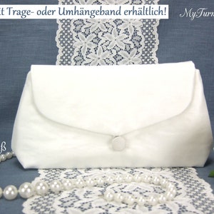 Tasche Hochzeit, Brauttasche, Clutch für Braut, Hochzeit Clutch, klein, weiß, Taft reinweiß, festlich, elegant schlicht, Umhängetasche Braut