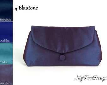 Evening bag, clutch, handbag, small, simple, taffeta, dark blue, blue, festive, elegant, blue clutch, bag made of taffeta