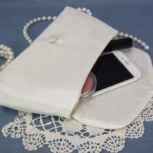 Tasche Hochzeit, Brauttasche, Clutch Braut, Hochzeit, kleine Tasche, ivory, Tasche Taft, festlich, elegant, schlicht, Umhängetasche Braut Bild 5