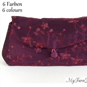 Sac à bijoux, sac pour bijoux, petit sac, rangement de bijoux, contenant pour bijoux, décoratif, taffetas, paillettes, violet, baie