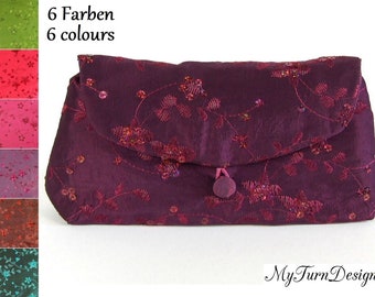 Jewelry bag, jewelry bag, small bag, jewelry storage, jewelry container, decorative, taffeta, sequins, purple, berry