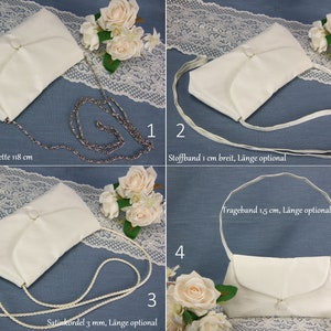 Tasche Hochzeit, Brauttasche, Clutch Braut, Hochzeit, kleine Tasche, ivory, Tasche Taft, festlich, elegant, schlicht, Umhängetasche Braut Bild 6