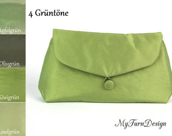 pochette piccola, borsetta, borsa da sera, semplice, taffetà, verde chiaro, verde, verde kiwi, festivo, elegante, pochette verde, borsa taffetà, matrimonio