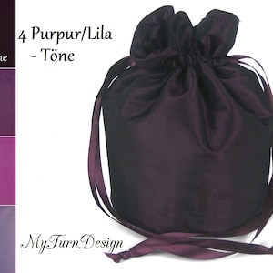 Pompadour, Beutel, Abendtasche, Taft, aubergine, dunkel-lila, Reticule, Tanzball, Trauzeuge, festlich, Hochzeit, Dirndltasche, Beuteltasche