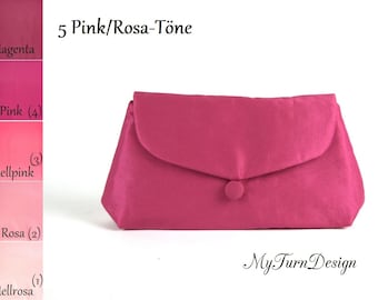 Pochette De Soirée Alifyt En Suédine Rose Fuchsia - Style Enveloppe Plissé - 15x24x6 Cm