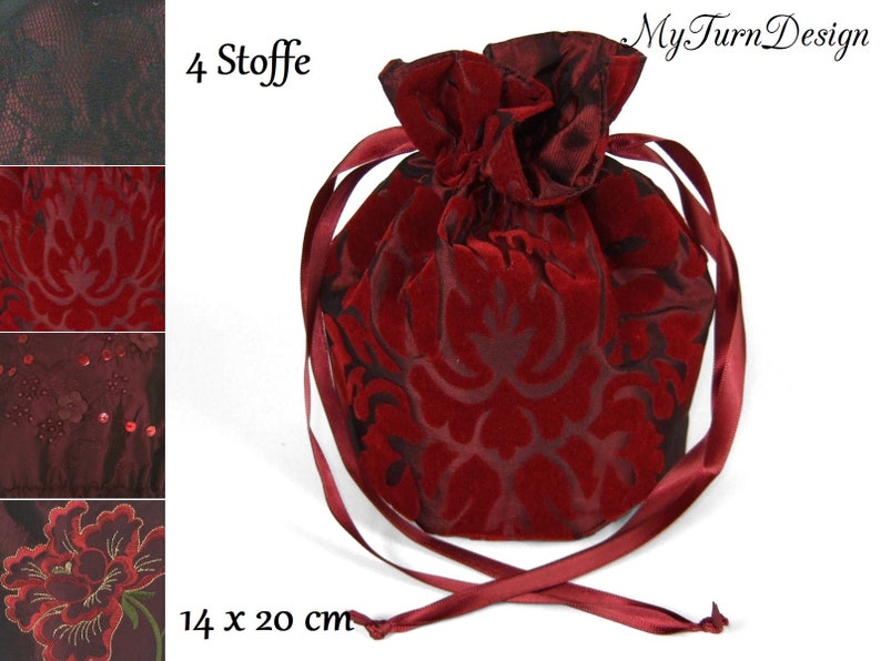 Sac Pompadour, sac de soirée, sac seau, sac à main, sac de costume traditionnel, sac dirndl, costume historique, bal de danse, festif, bordeaux, rouge image 1