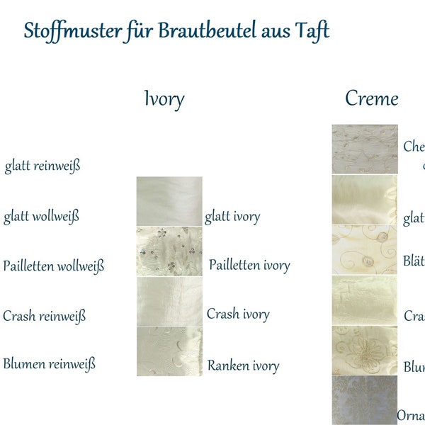 Stoffmuster für Brautbeutel