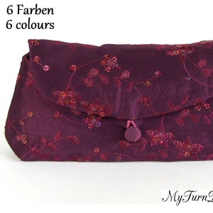 Kosmetiktasche, kleine Kulturtasche, Toilettentasche, Make-Up-Tasche, Schminkbeutel, Schminktasche, bestickt, elegant, Pailletten