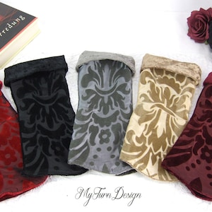 Arm warmers Gothic hand warmers taffeta ornaments Gothic cuffs two-sided wrist warmers velvet black grey red velvet Whimsigoth festival gift