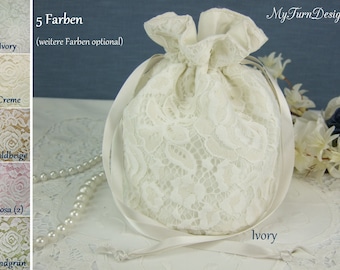 Hochzeit Beutel ivory,Braut Beutel ivory, Spitze ivory, Beuteltasche, Blumen, Spitze Beutel, Braut Tasche Spitze, romantisch,Pompadour ivory