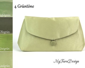 Bolso, bolso de noche, clutch, pequeño, sencillo, tafetán, verde claro, verde, verde lima, festivo, elegante, clutch verde, bolso de tafetán, boda