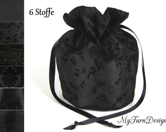 Evening bag, traditional bag, dirndl bag, pompadour bag, reticule, historical costume, dance ball, festive, wedding, bridesmaid, black