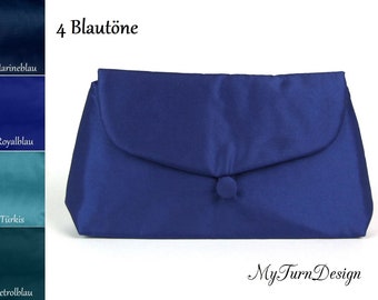 Handtasche, kleine Abendtasche, Clutch, klein, schlicht, royalblau, Taft, festlich, elegant, blaue Clutch, Abendtasche royalblau, blau