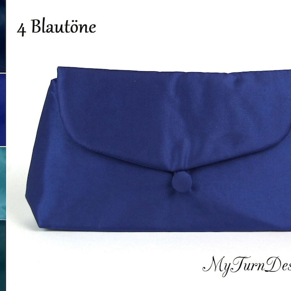 Handtasche, kleine Abendtasche, Clutch, klein, schlicht, royalblau, Taft, festlich, elegant, blaue Clutch, Abendtasche royalblau, blau