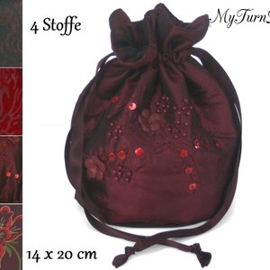 Pompadourbeutel, Abendtasche, Handtasche, kleine Tasche, Trachtentasche, Trachtenbeutel, kleiner Beutel, rot, Stickerei, Perlen