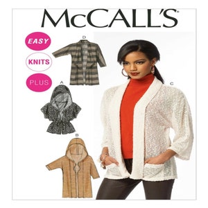 M6802 Misses&#39;/Women&#39;s Hooded or Shawl Collar Cardigans, size B5 (8-10-12-14-16)