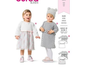 Burda Style Pattern 9313,  Toddlers' Dresses, Pull-On with Trim Variations size (3M-2) Uncut