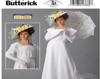 Historic Day Dress Butterick B6610 A5 or E5 6-14 Sewing Pattern for Victorian 14-22 Turn of the Century Summer Gown Costume Historic Day Dress Butterick B6610 A5 or E5 6-14 Sewing Pattern for Victorian 14-22 Turn of the Century Summer Gown Costume