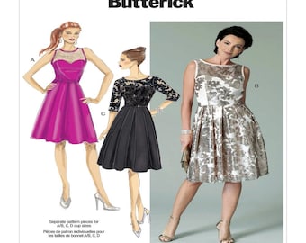 Butterick Pattern B6415 Misses' Pleated Skirt Dresses Size,  A5 (6-8-10-12-14)