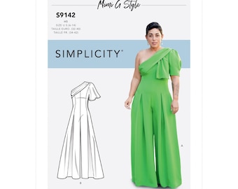 Simplicity Sewing Pattern S9142 - Misses' Jumpsuit with One Shoulder Drape, Size: H5 (6-14)