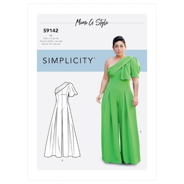Simplicity Sewing Pattern S9142 - Misses' Jumpsuit with One Shoulder Drape, Size: H5 (6-14)