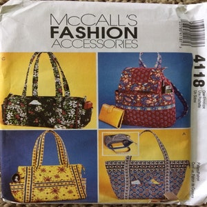 McCall&#39;s 4118 Fashion Accessories Pattern. Misses&#39; Handbags.