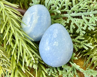 Light Blue Calcite Crystal Egg - You get one - Sky Blue Housewarming or New Apartment Gift - Carved Stone