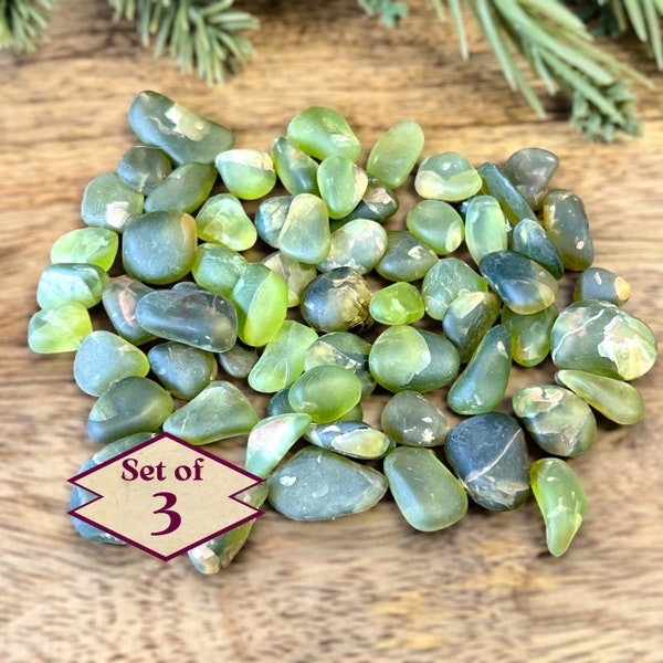 Peridot Crystal Chips Mini Tumbles Satin Polish - August Birthstone & Leo Zodiac Sign - Money Spell Manifestation Magic - YOU GET 3