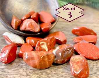 Red Jasper Tumbled Crystals - Real Gemstone for Root Chakra Grounding Energy - Inner Strength & Positive Self Esteem - YOU GET THREE