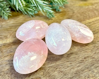 Rose Quartz Palm Stone - Pastel Pink Crystal Self Love Reminder & Heart Chakra Healing - Emotional Support Crystals for Grief - YOU GET 1