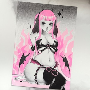 Demon girl Riso art print