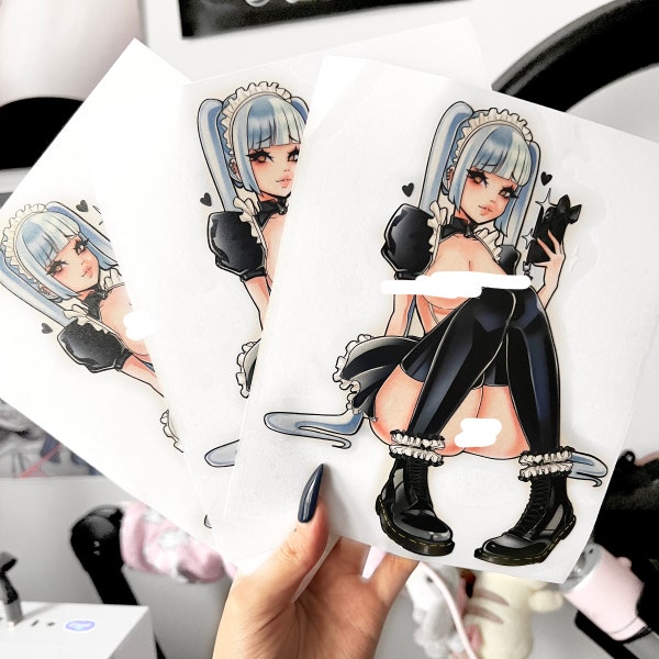 Latex Maid Anime Girl Big Sticker Decal