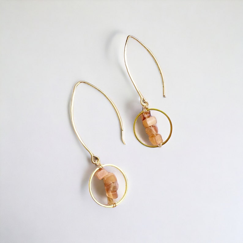 Morgan. Simple Drop Earrings with Sparkling Cat Eye Beads image 5