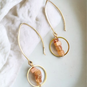 Morgan. Simple Drop Earrings with Sparkling Cat Eye Beads image 2