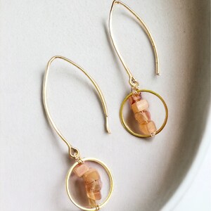 Morgan. Simple Drop Earrings with Sparkling Cat Eye Beads image 3