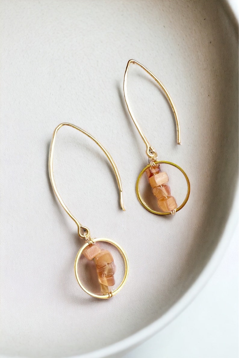 Morgan. Simple Drop Earrings with Sparkling Cat Eye Beads image 3