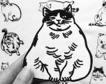 Drunk cat patch 8cm tall