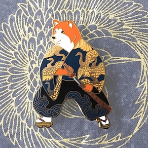 Shiba inu samurai enamel pin-shiba inu-dog enamel pin-shiba inu enamel pin-shiba pin-dogs gift-samurai-japan enamel pin-enamel pin-kawaii image 1