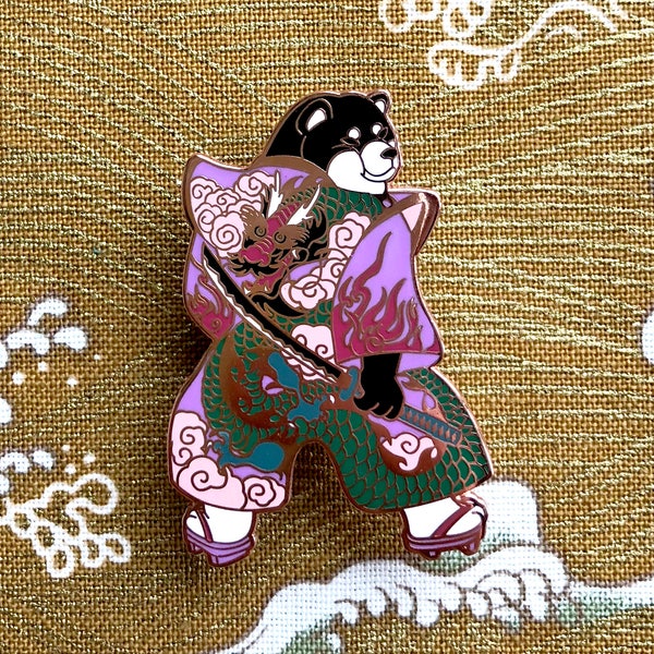 Dragon Samurai Shibainu Pin_shiba inu_dragon kimono_japanese_shibe_samurai_dog_dog enamel pin_dog lover_kawaii_horse fiddle press_tattoo