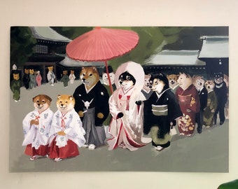 Shiba Wedding Poster_Poster_shiba inu_japanese_wedding_shiba inu love_dog_dog lover_dog_Japanese print_akita_kawaii_Japanese art_print
