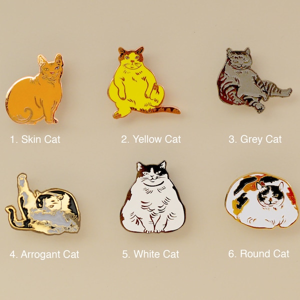 Cats enamel pins-cat gifts-enamel pin-brooch-calicocat-fat cat-cat pin-silly pin-i like cat-horse fiddle press-gold pin-cats-cat lapel pin