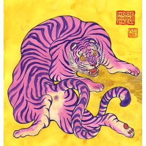 POSTER TIGRE ROSA_TIGRE_ARTE TIGRE_STAMPA TIGRE_ACQUARELLO_GOUACHE_INCHIOSTRO_PITTURA TIGRE_TIGRE CINESE_ANNO TIGRE_AMANTE TIGRE_GATTO GRANDE_AMANTE GATTI