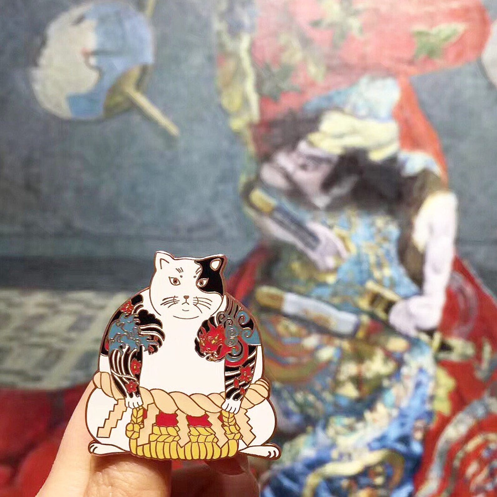 White Yakuza Sumo Cat Enamel Pin_cat Enamel Pin_pingame_cats Etsy