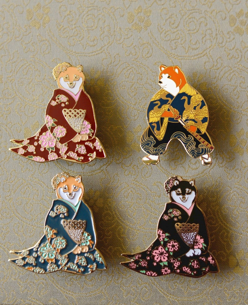 Shiba inu samurai enamel pin-shiba inu-dog enamel pin-shiba inu enamel pin-shiba pin-dogs gift-samurai-japan enamel pin-enamel pin-kawaii image 3