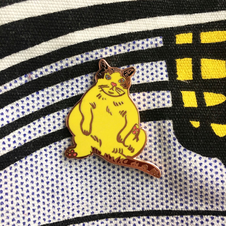 Cats enamel pins-cat gifts-enamel pin-brooch-calicocat-fat cat-cat pin-silly pin-i like cat-horse fiddle press-gold pin-cats-cat lapel pin image 3