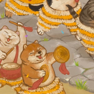 Dragon_Dance_Lunar_new_year_loong_shiba_inu_cat_fatcat_culture_asian_art_original_illustration_dragondance_festival_dog_catlover_doglover image 4