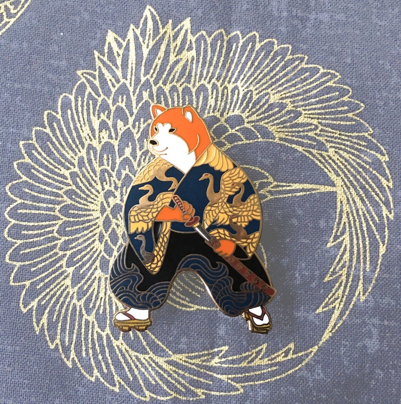 Shiba inu samurai enamel pin-shiba inu-dog enamel pin-shiba inu enamel pin-shiba pin-dogs gift-samurai-japan enamel pin-enamel pin-kawaii image 1