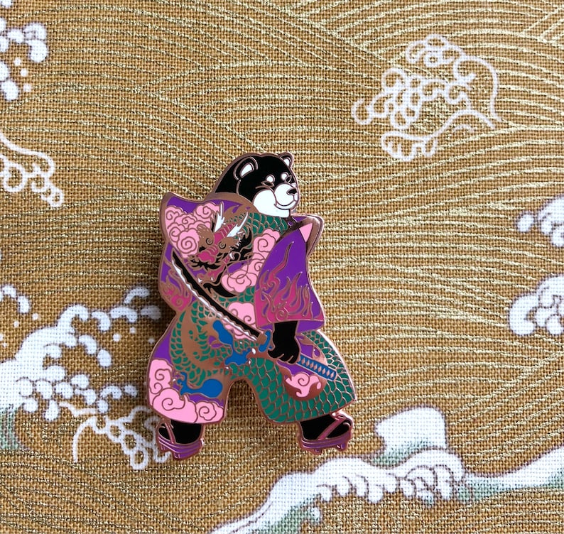 Dragon Samouraï Shibainu Pin_shiba inu_dragon kimono_japanese_shibe_samurai_dog_dog émail pin_dog lover_kawaii_horse violon press_tattoo image 2