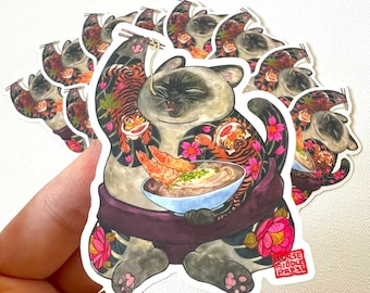 Sumo_Cat_Eating_Udon_Vinyl_Sticker_Siamese_fatcat_tattoo_tattooedcat_sumocat_tigertattoo_sumowrestler_udonlover_catlover_catart_catdrawing